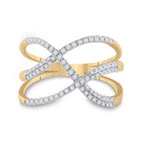 10kt Yellow Gold Womens Round Diamond Open Strand Band Ring 1/3 Cttw