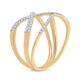 10kt Yellow Gold Womens Round Diamond Open Strand Band Ring 1/3 Cttw