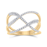 10kt Yellow Gold Womens Round Diamond Open Strand Band Ring 1/3 Cttw