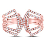 10kt Rose Gold Womens Round Diamond Modern Fashion Band Ring 1/4 Cttw