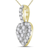 14kt Yellow Gold Womens Round Diamond Heart Pendant 1/3 Cttw