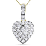 14kt Yellow Gold Womens Round Diamond Heart Pendant 1/3 Cttw