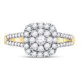 14kt Yellow Gold Round Diamond Cluster Bridal Wedding Engagement Ring 3/4 Cttw