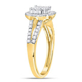 14kt Yellow Gold Round Diamond Cluster Bridal Wedding Engagement Ring 3/4 Cttw
