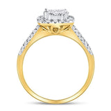 14kt Yellow Gold Round Diamond Cluster Bridal Wedding Engagement Ring 3/4 Cttw