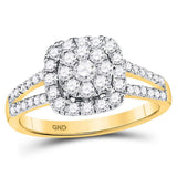 14kt Yellow Gold Round Diamond Cluster Bridal Wedding Engagement Ring 3/4 Cttw