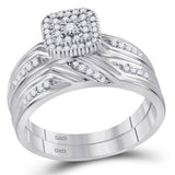 10kt White Gold His Hers Round Diamond Square Matching Wedding Set 1/3 Cttw