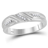 10kt White Gold His Hers Round Diamond Square Matching Wedding Set 1/3 Cttw
