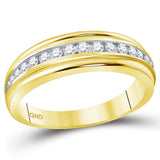 10kt Yellow Gold His Hers Round Diamond Cluster Matching Wedding Set 1 Cttw