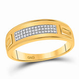 10kt Yellow Gold His Hers Round Diamond Cluster Matching Wedding Set 1/3 Cttw