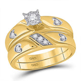 10kt Yellow Gold His Hers Round Diamond Solitaire Matching Wedding Set 1/5 Cttw
