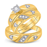 10kt Yellow Gold His Hers Round Diamond Solitaire Matching Wedding Set 1/5 Cttw