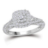 10kt White Gold Round Diamond Solitaire Halo Bridal Wedding Engagement Ring 3/4 Cttw
