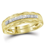 10kt Yellow Gold His Hers Round Diamond Solitaire Matching Wedding Set 1/4 Cttw