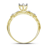 10kt Yellow Gold His Hers Round Diamond Solitaire Matching Wedding Set 1/4 Cttw