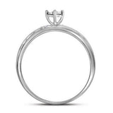 10kt White Gold His Hers Round Diamond Solitaire Matching Wedding Set 1/4 Cttw