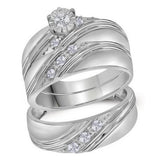 10kt White Gold His Hers Round Diamond Solitaire Matching Wedding Set 1/4 Cttw
