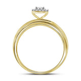 10kt Yellow Gold His Hers Round Diamond Solitaire Matching Wedding Set 1/2 Cttw