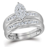 10kt White Gold His Hers Round Diamond Cluster Matching Wedding Set 3/4 Cttw