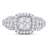 10kt Yellow Gold Womens Round Diamond Square Cluster Ring 1-1/4 Cttw