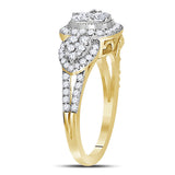10kt Yellow Gold Womens Round Diamond Square Cluster Ring 1-1/4 Cttw