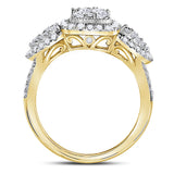 10kt Yellow Gold Womens Round Diamond Square Cluster Ring 1-1/4 Cttw