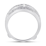 14kt White Gold Womens Round Diamond Wrap Ring Guard Enhancer 1/2 Cttw