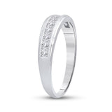 10kt White Gold Mens Princess Diamond Single Row Wedding Band Ring 3/4 Cttw