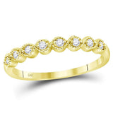 10kt Yellow Gold Womens Round Diamond Stackable Band Ring 1/10 Cttw