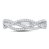 10kt White Gold Womens Round Diamond Woven Strand Band Ring 1/4 Cttw