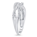 10kt White Gold Womens Round Diamond Woven Strand Band Ring 1/4 Cttw