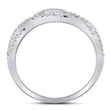 10kt White Gold Womens Round Diamond Woven Strand Band Ring 1/4 Cttw