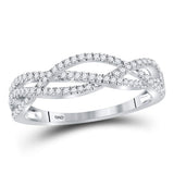 10kt White Gold Womens Round Diamond Woven Strand Band Ring 1/4 Cttw
