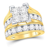 14kt Yellow Gold Princess Diamond Bridal Wedding Ring Band Set 5 Cttw