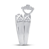 10kt White Gold His Hers Round Diamond Cluster Matching Wedding Set 3/4 Cttw