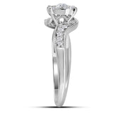 14kt White Gold Round Diamond Cluster Bridal Wedding Engagement Ring 1/3 Cttw