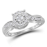 14kt White Gold Round Diamond Cluster Bridal Wedding Engagement Ring 1/3 Cttw