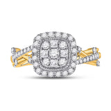 14kt Yellow Gold Round Diamond Cluster Bridal Wedding Engagement Ring 5/8 Cttw