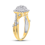 14kt Yellow Gold Round Diamond Cluster Bridal Wedding Engagement Ring 5/8 Cttw