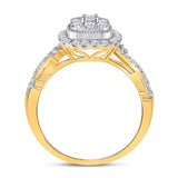 14kt Yellow Gold Round Diamond Cluster Bridal Wedding Engagement Ring 5/8 Cttw