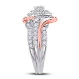 14kt Two-tone Gold Round Diamond Bridal Wedding Ring Band Set 1-1/2 Cttw