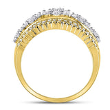 10kt Yellow Gold Womens Round Diamond Flower Cluster Ring 1 Cttw
