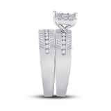 14kt White Gold His Hers Round Diamond Cluster Matching Wedding Set 3/4 Cttw