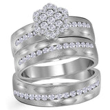 14kt White Gold His Hers Round Diamond Matching Wedding Set 3/4 Cttw