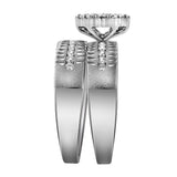 14kt White Gold His Hers Round Diamond Cluster Matching Wedding Set 3/4 Cttw