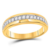14kt Yellow Gold His Hers Round Diamond Square Matching Wedding Set 1-1/5 Cttw