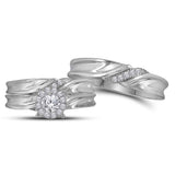14kt White Gold His Hers Round Diamond Solitaire Matching Wedding Set 1/2 Cttw