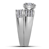 14kt White Gold His Hers Round Diamond Halo Matching Wedding Set 7/8 Cttw