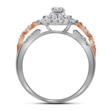 14kt Two-tone Gold Round Diamond Bridal Wedding Ring Band Set 1-1/5 Cttw