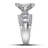 10kt White Gold Round Diamond Cluster Bridal Wedding Engagement Ring 2 Cttw